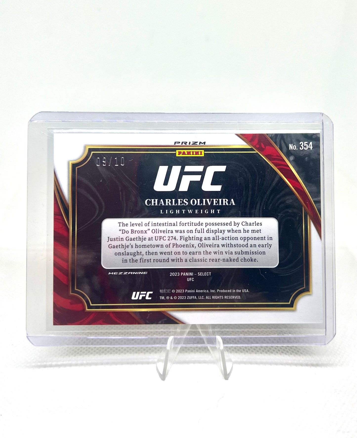 2023 Panini Prizm Select UFC Charles Oliveira Gold Mezzanine #09/10